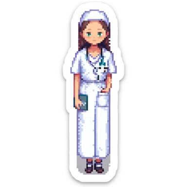 A beautiful, thin girl in a medical gown sticker