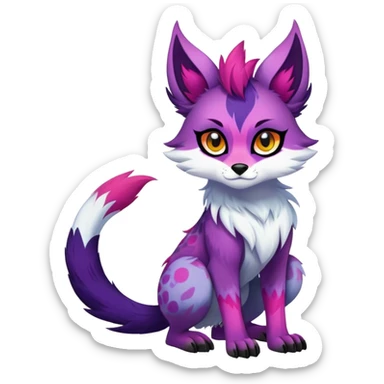 edgy badass cool Falvie-Fionbri-creature-fursona, full body, with random markings sticker