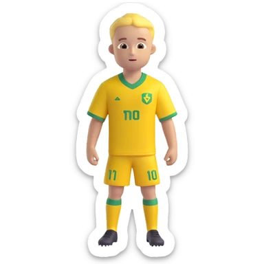 Brazil national team soccer shirt, bright yellow, green details, short sleeves, no text, plain background sticker