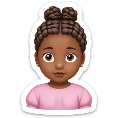 baby girl with dark brown skin with braided bun sticker