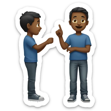 boy saying “boi” with his hand pointed sticker