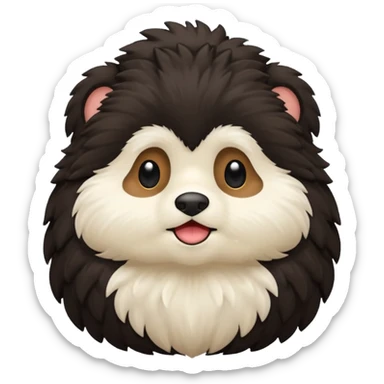 Black woodle with white chin sticker