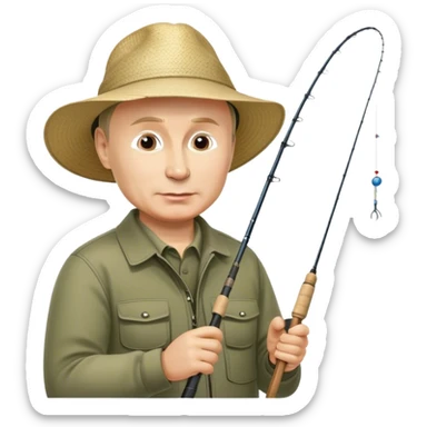 Putin is fishing in the lake. sticker