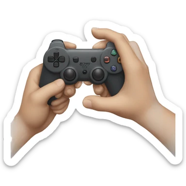 hands playing an invisible playstation joystick sticker