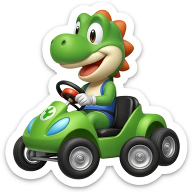 emoji of yoshi in mario kart sticker