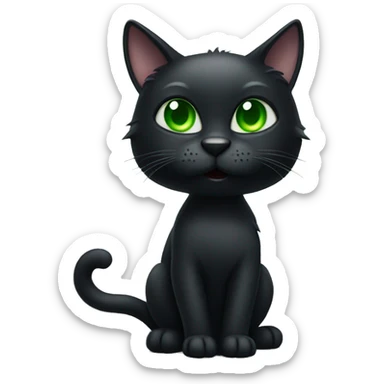 Black cat with green eyes sticker