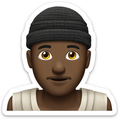 A black man wearing a kufi raising his eyebrow in confusion sticker
