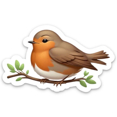 Meme-Worthy Cute Sleeping Robin Portrait Emoji, Head resting peacefully with a contented smile, showcasing a delicate, softly feathered body and eyes gently closed in serene slumber, Simplified yet adorably endearing features, highly detailed, glowing with a soft, drowsy light, high shine, relaxed and utterly lovable, stylized with an air of playful laziness, soft glowing outline, capturing the essence of a sleeping robin that feels destined to become the next viral icon of adorable rest! sticker
