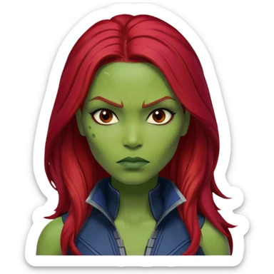 gamora from Guardians of the Galaxy movie , red hair sticker