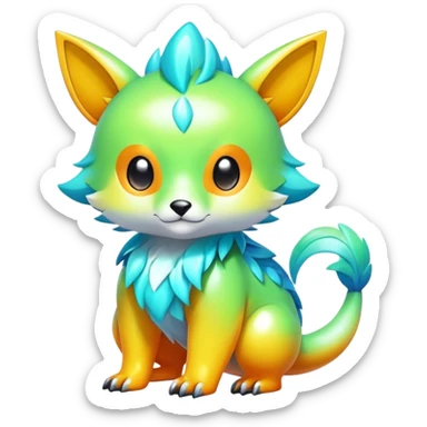 Cute cool shiny brightly fresh colors colorful fantasy animal hybrid Fakemon full body sticker