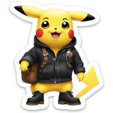 Pikachu wearing black Doc Marten boots sticker