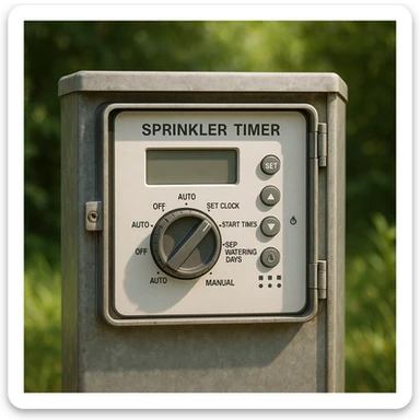 sprinkler control box, realistic, subtle shading, detailed, natural colors sticker