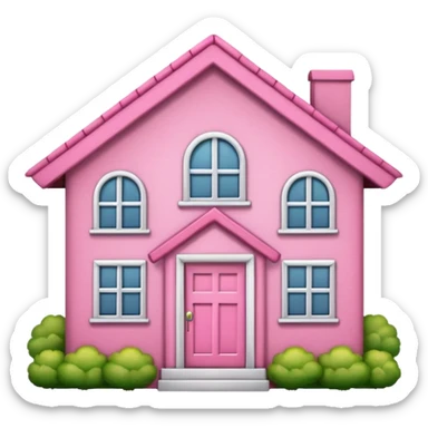Pretty pink cartoon house a little more realistic like an emoji style  sticker