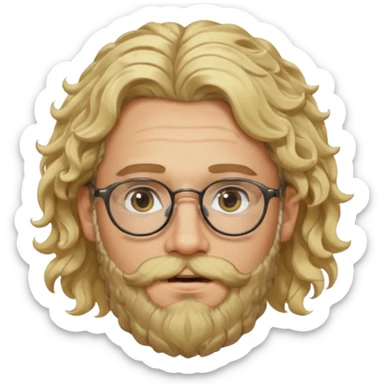 blond man with beard and spectacles and long curly hair and piercings  sticker