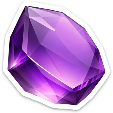 Cinematic Realistic Amethyst Emoji, Rich and soothing, with smooth, polished purple facets catching the light and casting soft, calming reflections. The deep violet hue seems to glow with an ethereal light, radiating peaceful energy and elegance. Soft glowing outline, capturing the essence of tranquility and mystery in a stunning amethyst. sticker