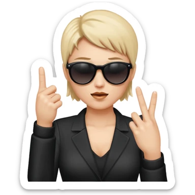 Criar emoji simples de óculo escuro dando o dedo do meio de forma bem rebelde sticker