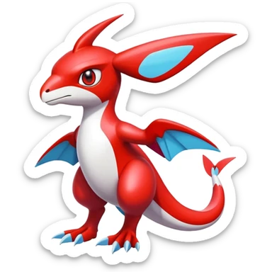  Cute Shiny Exotic Colorful Guilmon-Latias-Koraidon-Fakémon-hybrid-creature (full body)  sticker