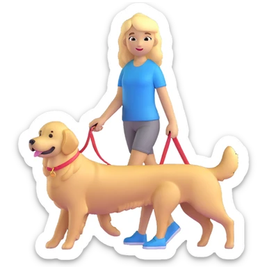 blonde girl with golden retriever dog sticker