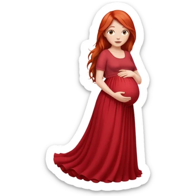 Make a girl with long red hair, pregnant with long skirt sticker