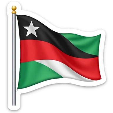 A horizontal tricolour flag of red, white, and black; charged with two green stars at the centre. sticker