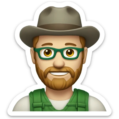 A male farmer, fair and short thin beard (brown hair and hair between green and blue) sticker
