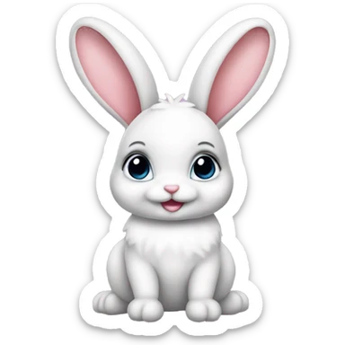 Baby bunny with coquette bow on ear sticker