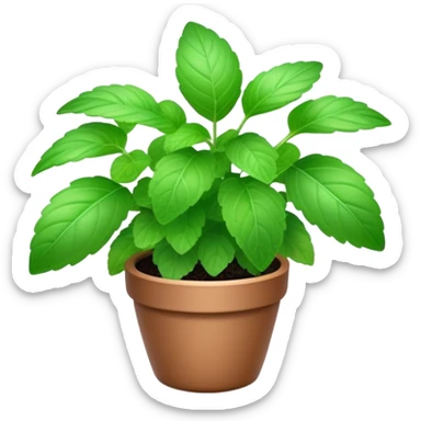 Cinematic Realistic Mint Emoji, Fresh and lively, with deep green leaves covered in tiny veins, emanating a cool, refreshing aroma. The plant’s soft, rounded edges sway gently in the breeze, inviting calm and relaxation. Soft glowing outline, capturing the essence of freshness and cooling fragrance in a fragrant mint plant! sticker