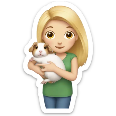 Blonde Woman hugging a guineapig sticker