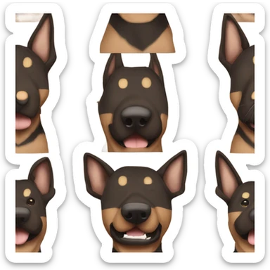 Black and brown striped Belgian malinois dog with floppy ears sticker