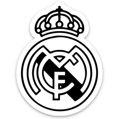Real Madrid logo, simple black outlined icon, no fill sticker