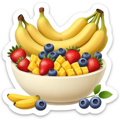 Fruit bowl with strawberries, mangos, bananas and blueberries  sticker