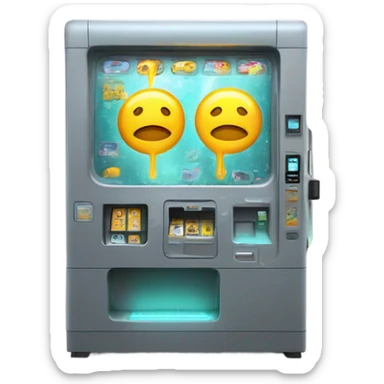 sci-fi concept vending machine, damaged, sentient sticker
