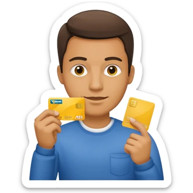 man with yellow debit card sticker