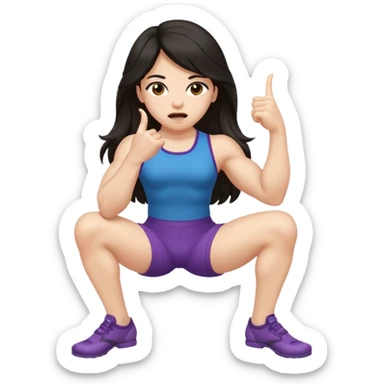 Una niña con los pies flexionados, dedo índice en la boca y cadera hacia el lado derecho sticker