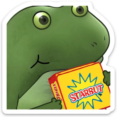 Pink starburst brand candy square spelled “Starburst” sticker