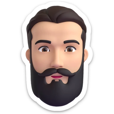 3d man with neat medium beard and connected eyebrows sticker