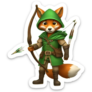 Fox Robin Hood with bow and arrow  sticker