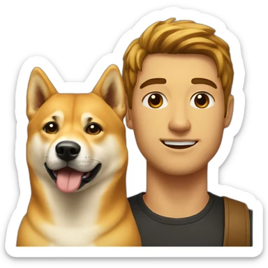 a human and a doge sticker