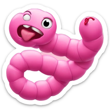pink worm with pink hearts sticker