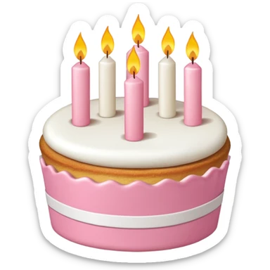 torta de cumpleaños rosa y blanca  linda  que tenga velitas sticker