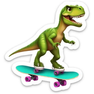 dinosaur skateboarding  sticker