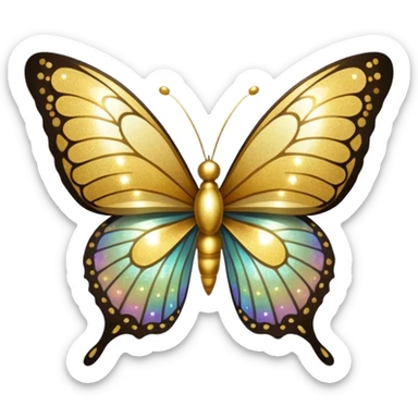 Golden shimmery glitter butterfly emoji sticker