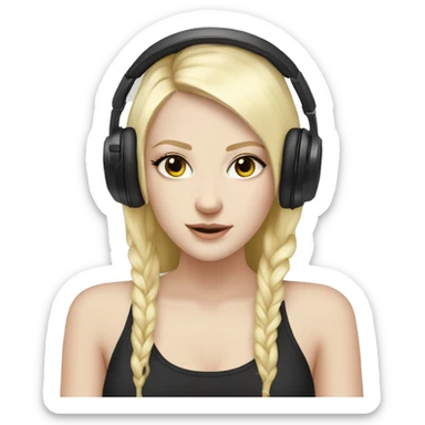 2 pale skin Girls dj with headphones one black hair one blonde hair  sticker