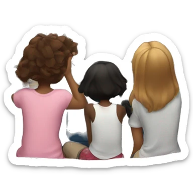 Two girls and a cat watching a movie in a house overlooking the Eiffel Tower sticker