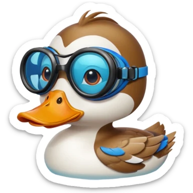 duck with swimming goggles sticker