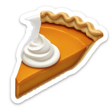 Slice of pumpkin pie with a lot of whipped cream on it sticker