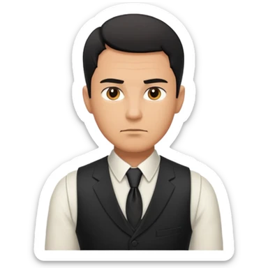 Adult man, wearing a formal vest, serious look
 sticker