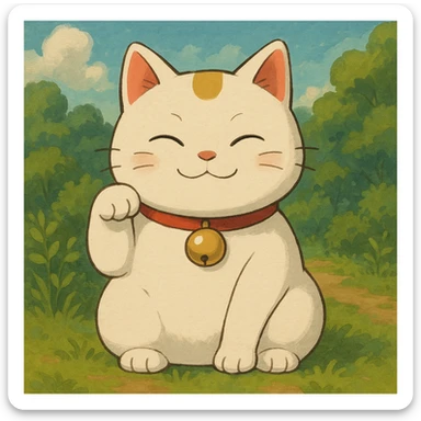 white lucky cat sticker