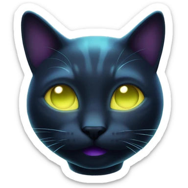 Dark iridescent cat glowing sticker