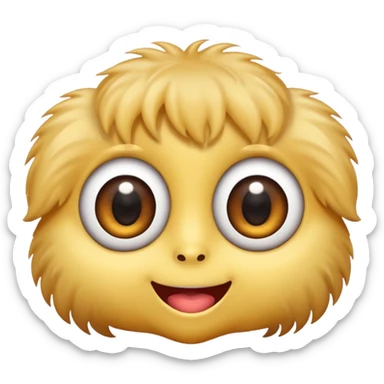 Emoji haciendo ojitos lindos con dos ojos grandes como el gato con botas y la boca así ( sticker